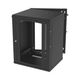 Gabinete Abatible de Pared (Con Marco Trasero) con Rack 19" de 16 Unidades. Ventana de Cristal Templado.