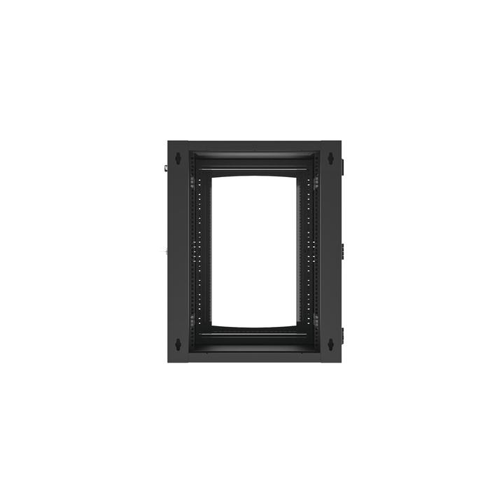 Gabinete Abatible de Pared (Con Marco Trasero) con Rack 19" de 16 Unidades. Ventana de Cristal Templado.