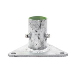 Base Triangular para Mástil de 1" a 2" con Opresores. Galvanizado por Inmersión en Caliente.
