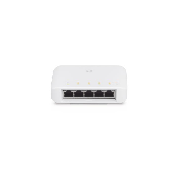 Switch UniFi FLEX de 5 puertos para semi-exterior IP55 (1 x PoE de entrada 802.3af/at/bt y 4 puertos PoE de salida