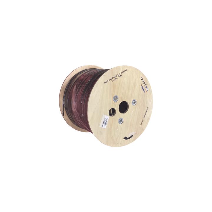 Carrete de 2 Kilómetros (6561.68 Pies) de Fibra Óptica Aérea Mini Figura 8 G.657A1 Tipo Drop, Monomodo de 1 Hilo