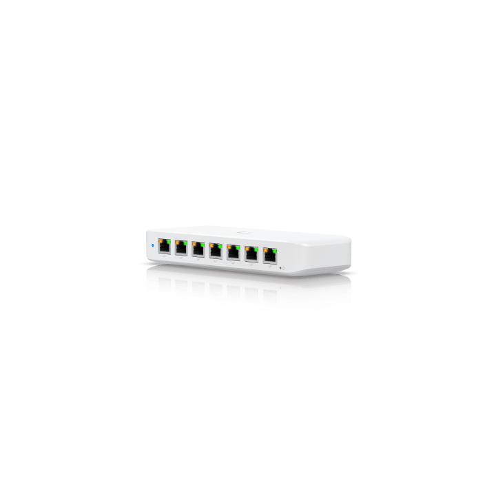 USW Ultra Switch de 8 Puertos GbE (7 Puertos PoE+ y 1 Puerto Entrada PoE++) con Opciones de Montaje Versátiles