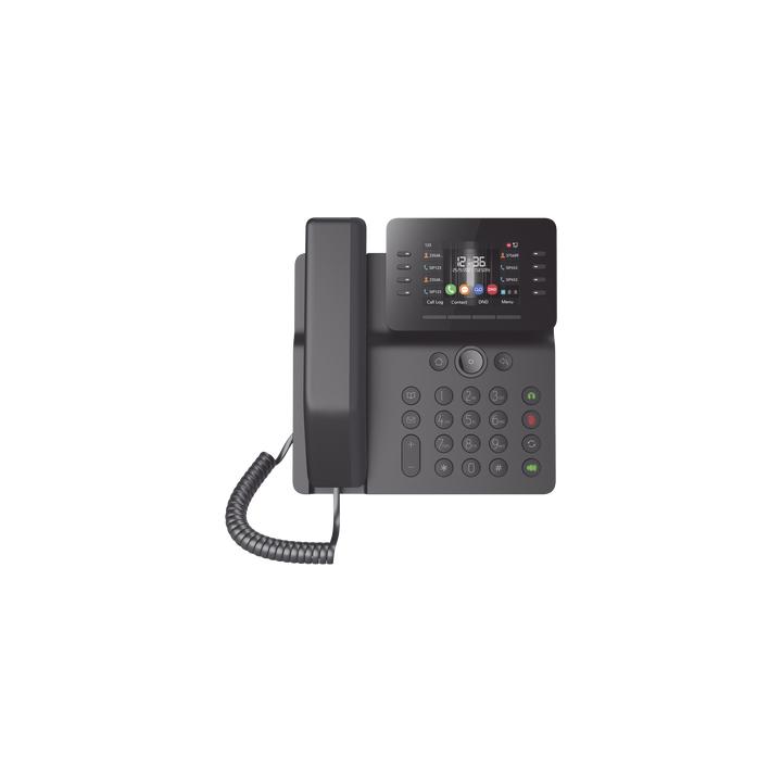 Teléfono IP Empresarial Esencial WiFi / Bluetooth, 12 líneas SIP, pantalla a color 3.5", PoE, puertos Gigabit,