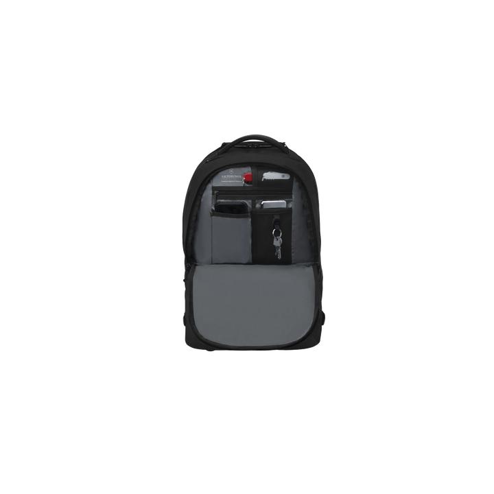 Mochila VX Sport EVO con Ruedas, Mango Telescópico y Correas al Hombro. Fabricada en Poliéster Negro repelente al