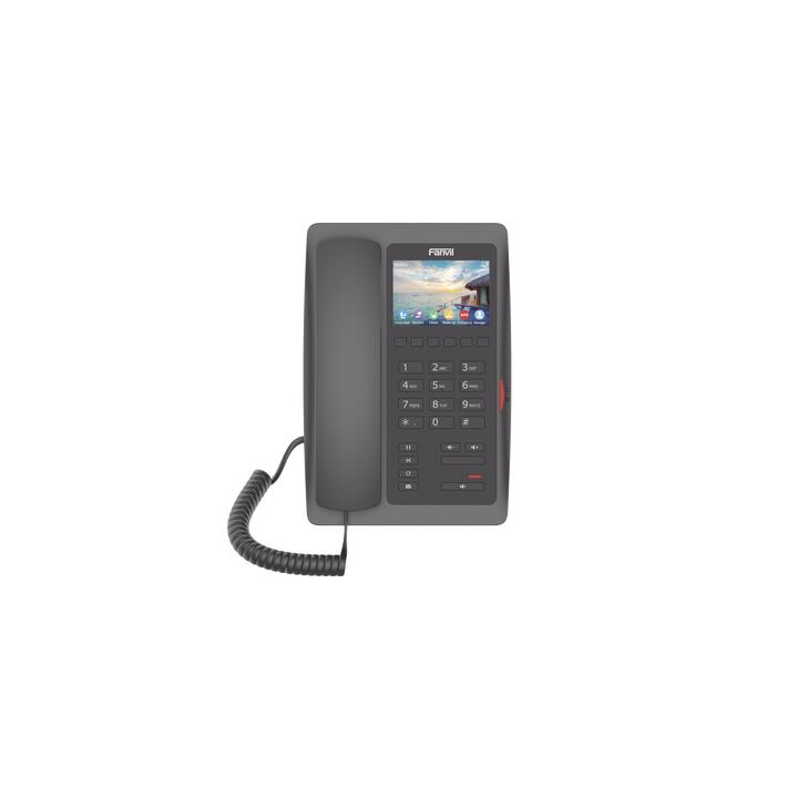 (H5W Color Negro)Teléfono IP WiFi para Hotelería, profesional de gama alta con pantalla LCD de 3.5 pulgadas a color,