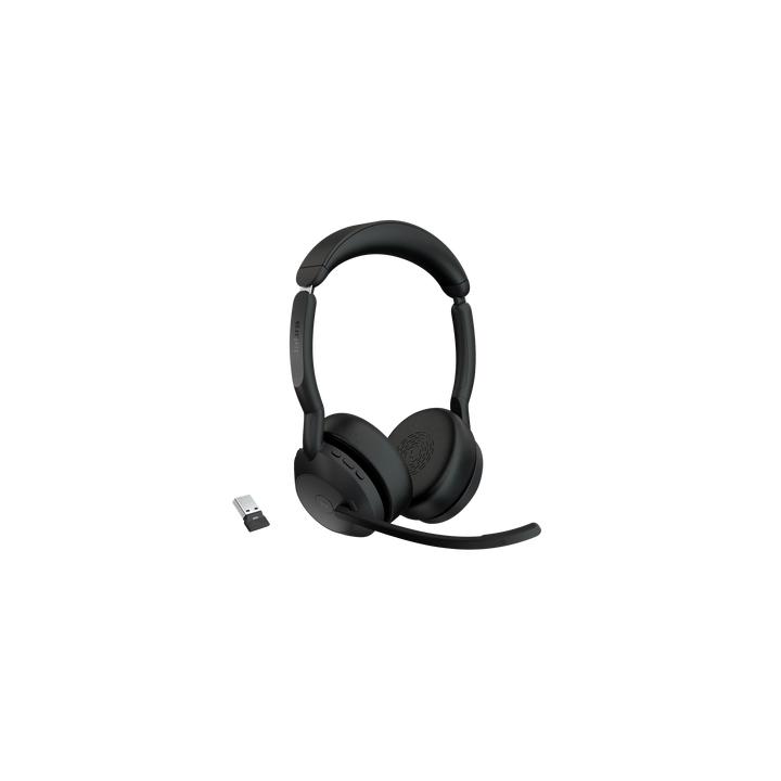 Jabra Evolve2 55, Auricular stereo versión MS, dongle USB-A con cancelación de ruido (25599-999-999)