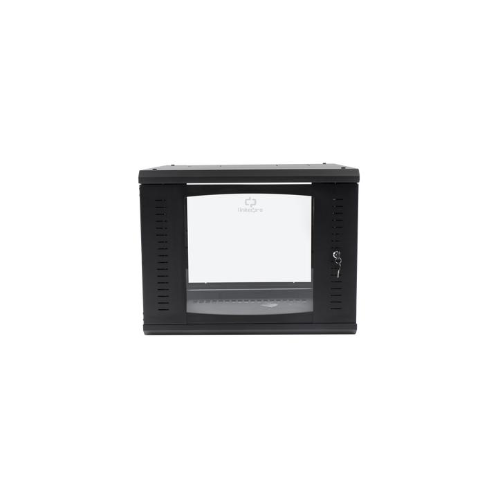 Gabinete Abatible de Pared (Con Marco Trasero) con Rack 19" de 9 Unidades. Ventana de Cristal Templado.