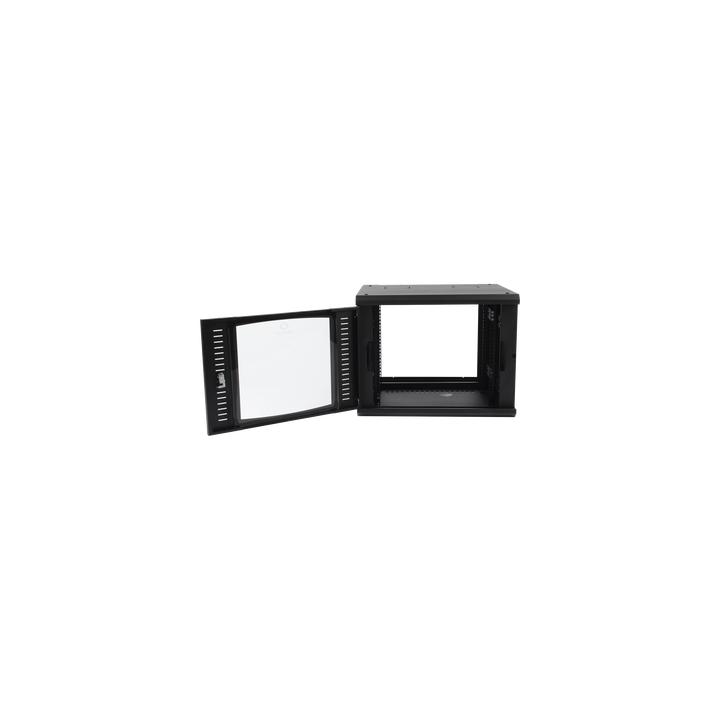 Gabinete Abatible de Pared (Con Marco Trasero) con Rack 19" de 9 Unidades. Ventana de Cristal Templado.
