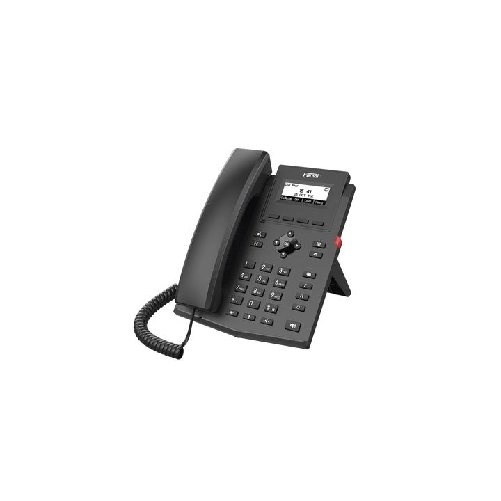 Teléfono IP empresarial para 2 lineas SIP con pantalla LCD,  Puertos Gigabit, Códec Opus, conferencia de 6 vías, PoE.