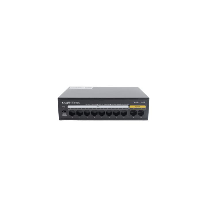Switch PoE+ no Administrable, Hasta 110 Watts, 8 puertos PoE+ y 2 Uplinks 10/100