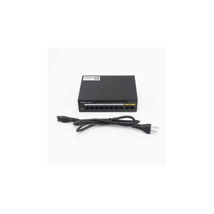 Switch PoE+ no Administrable, Hasta 110 Watts, 8 puertos PoE+ y 2 Uplinks 10/100