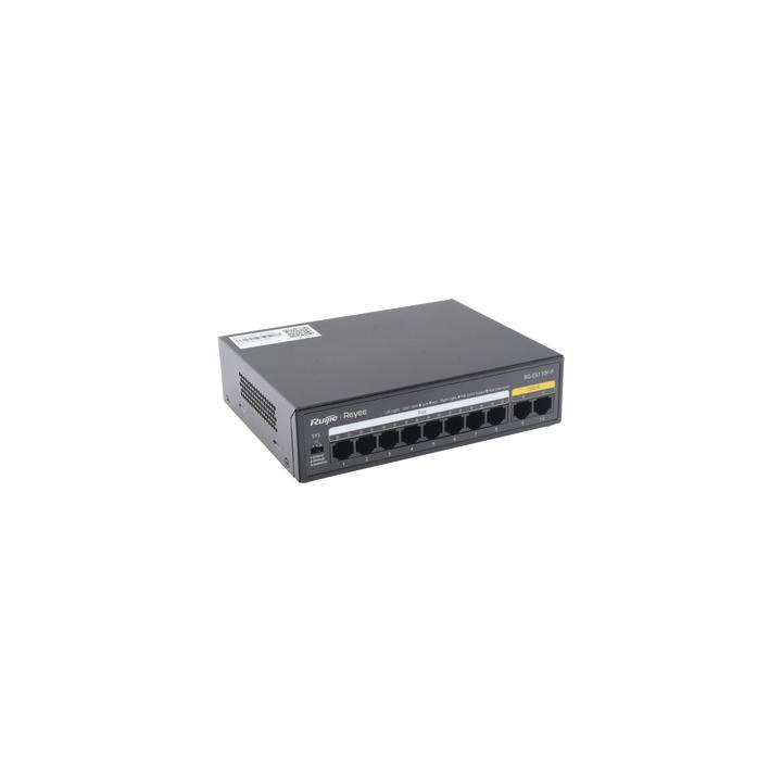Switch PoE+ no Administrable, Hasta 110 Watts, 8 puertos PoE+ y 2 Uplinks 10/100
