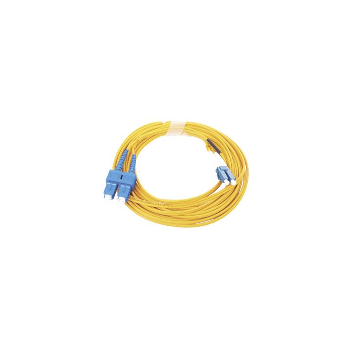 Jumper de Fibra Óptica Monomodo 9/125 LC/UPC-SC/UPC, PVC, 2.0 mm, Dúplex, Amarillo, 5 Metros (16.40 Pies)