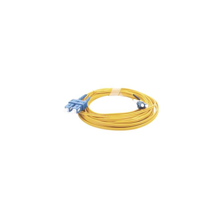 Jumper de Fibra Óptica Monomodo 9/125 LC/UPC-SC/UPC, PVC, 2.0 mm, Dúplex, Amarillo, 5 Metros (16.40 Pies)