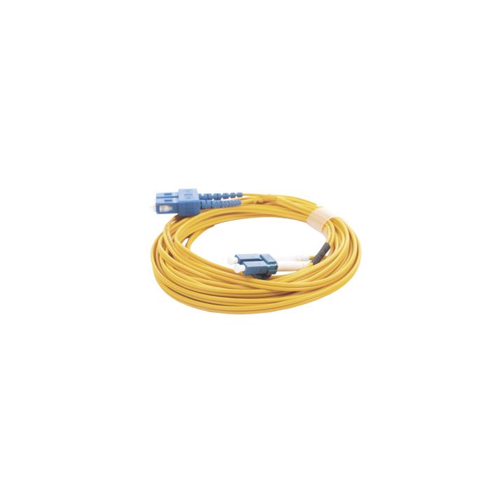 Jumper de Fibra Óptica Monomodo 9/125 LC/UPC-SC/UPC, PVC, 2.0 mm, Dúplex, Amarillo, 5 Metros (16.40 Pies)