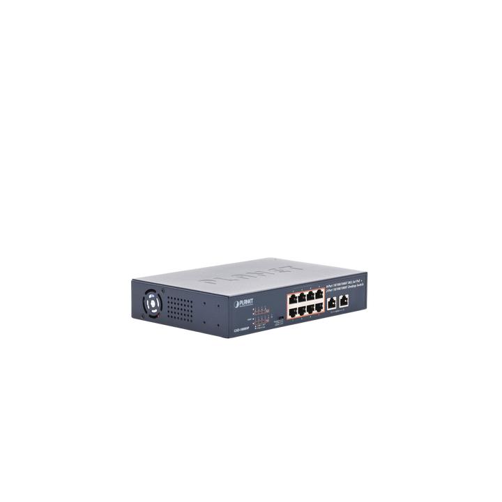 Switch de Escritorio No Administrable / 8 Puertos 10/100/1000T PoE+ 802.3at / 2 Puertos Uplink 10/100/1000T /