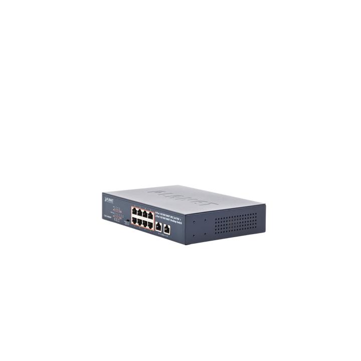 Switch de Escritorio No Administrable / 8 Puertos 10/100/1000T PoE+ 802.3at / 2 Puertos Uplink 10/100/1000T /
