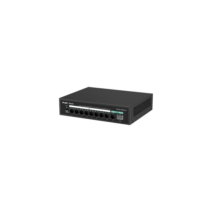 Switch PoE+ no Administrable, hasta 120 Watts, no administrable, 8 puertos PoE+, 2 Uplink Gigabit Ge / SFP