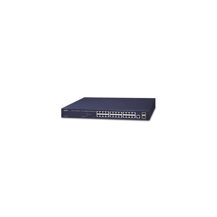 Switch Administrable Capa 2 de 24 Puertos Gigabit 10/100/1000T, 2 Puertos SFP 100/1000X , Cuenta con una Interfaz de