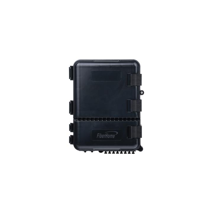 Caja de Distribución de Fibra Óptica para 24 Empalmes, con 8 Acopladores SC/APC Simplex, Exterior IP55, Color Negro