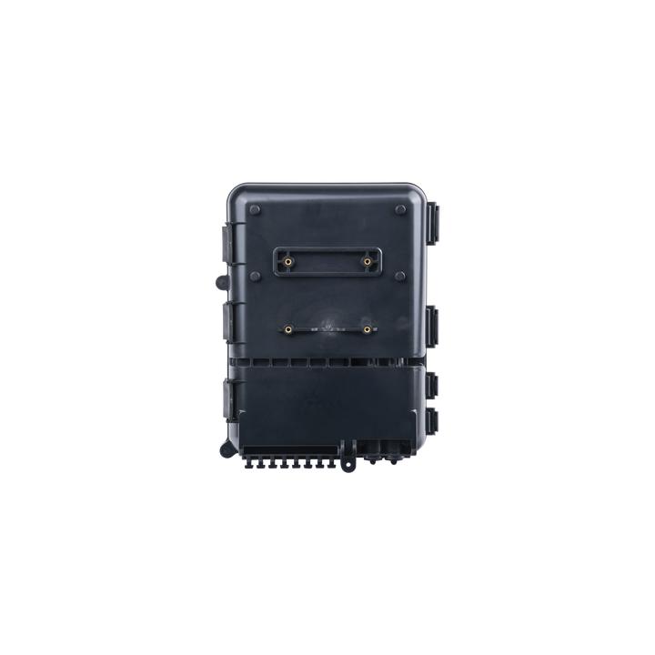 Caja de Distribución de Fibra Óptica para 24 Empalmes, con 8 Acopladores SC/APC Simplex, Exterior IP55, Color Negro