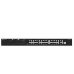 Switch PoE+ no Administrable, hasta 180 Watts Ideal para CCTV, 24 Puertos 10/100 PoE+, 2 Uplinks Gigabit (1 SFP COMBO)