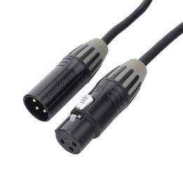Cable XLR | 3 polos | Conector Hembra-Macho | Serie M | Carcasa Negra | Contactos Dorados | Ideal para Microfonía |