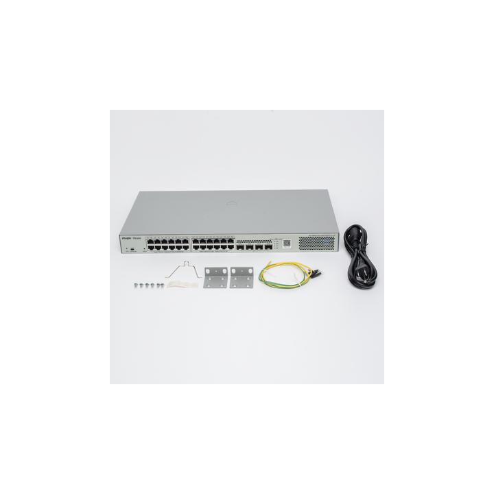 Switch Administrable L2 PoE+ hasta 370W, 24 Puertos Eth 1G, 4 puertos SFP 1G, Administración Remota en la Nube.