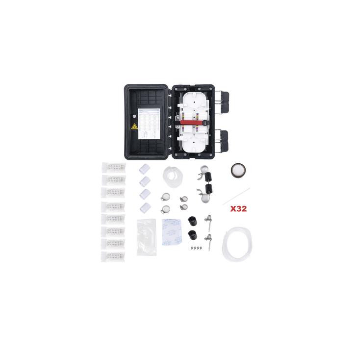Caja de Distribución de Fibra Óptica, Hasta 96 Empalmes, Exterior IP65, Color Negro