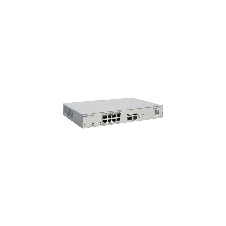Switch Administrable PoE Capa 2 con 8 puertos Gigabit PoE 802.3af/at + 2 SFP para fibra 1Gb, gestión gratuita desde la