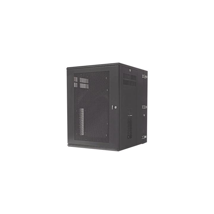 Gabinete PanZone de Montaje en Pared, de 19in, Puerta Ventilada, 18 UR, 762mm de Profundidad, Color Negro