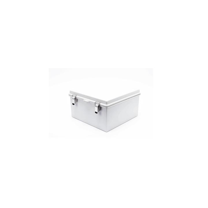 Gabinete de Plástico ABS, Uso en Intemperie ip66 (300 x 300 x 180 mm) Cierre por Broche Inoxidable y Permite Cerrado