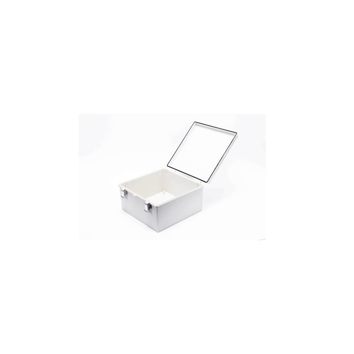 Gabinete de Plástico ABS, Uso en Intemperie ip66 (300 x 300 x 180 mm) Cierre por Broche Inoxidable y Permite Cerrado