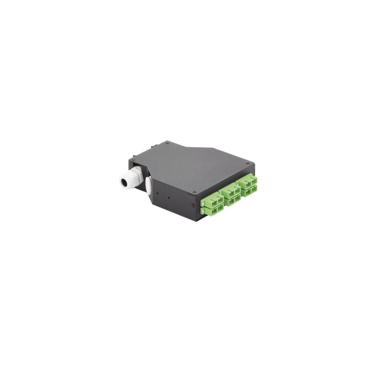 Distribuidor de Fibra Óptica para Riel Din, 6 Acopladores SC/APC Duplex Monomodo con Charola de Empalme