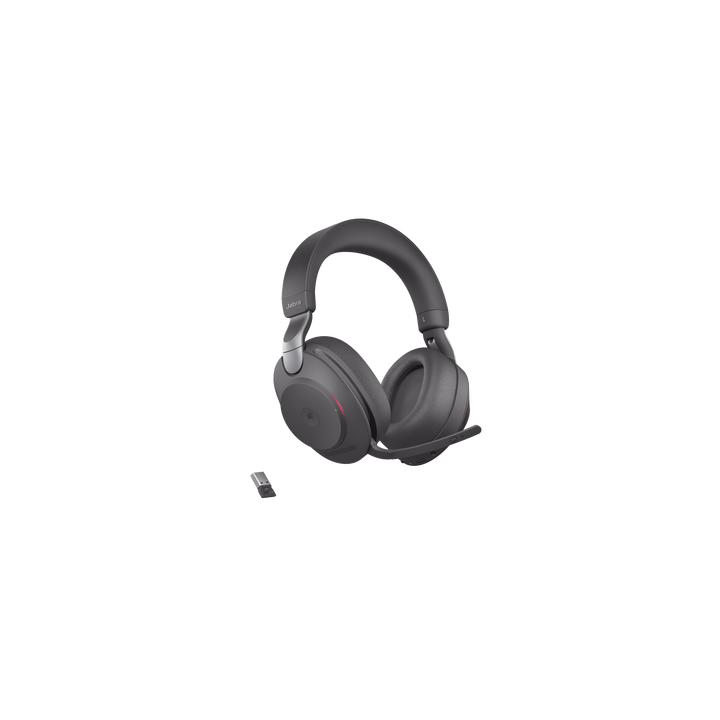 Jabra Evolve2 85, Auricular stereo versión MS con cancelación de ruido activa, dongle USB-A indicador de ocupado