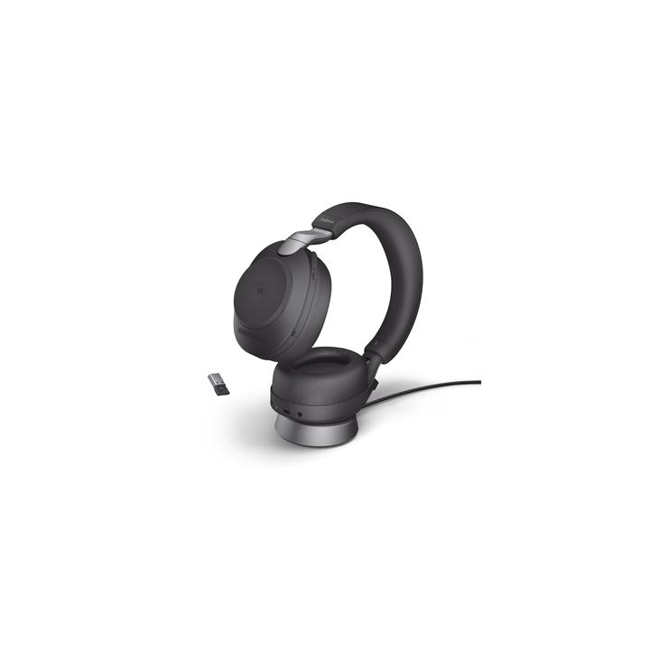 Jabra Evolve2 85, Auricular stereo versión MS con cancelación de ruido activa, dongle USB-A indicador de ocupado