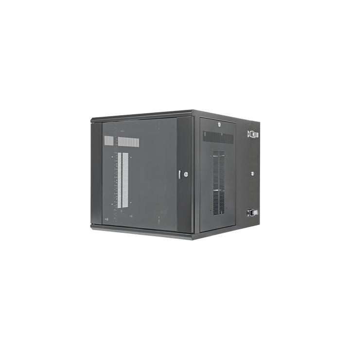 Gabinete PanZone de Montaje en Pared, de 19in, Puerta con Ventana de Seguridad, 12 UR, 762mm de Profundidad, Color Negro