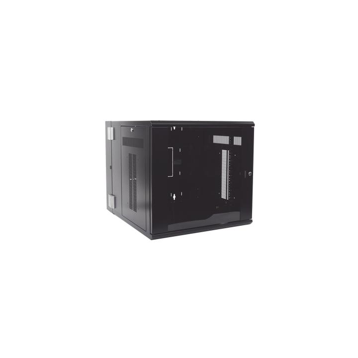Gabinete PanZone de Montaje en Pared, de 19in, Puerta con Ventana de Seguridad, 12 UR, 762mm de Profundidad, Color Negro