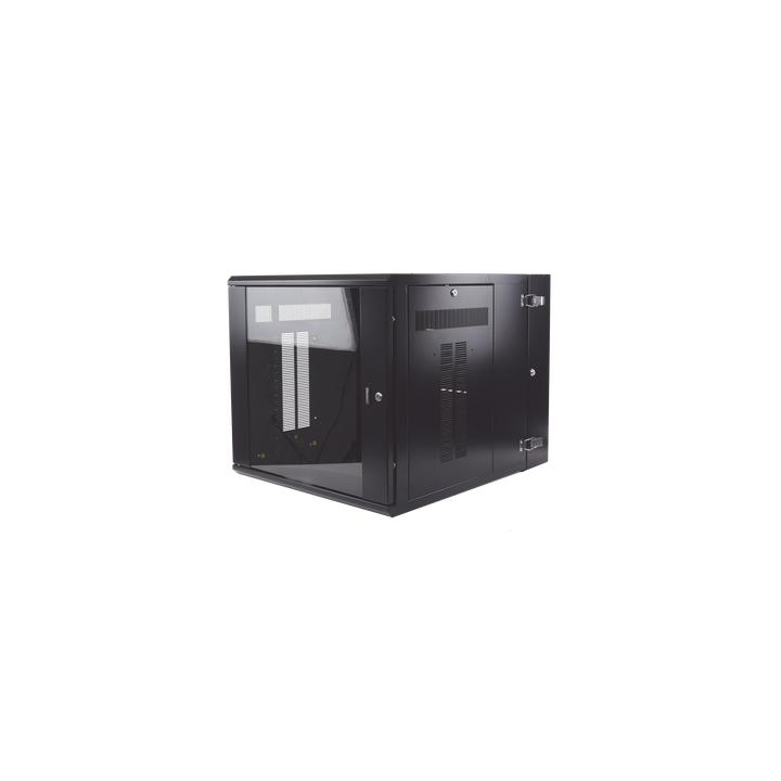 Gabinete PanZone de Montaje en Pared, de 19in, Puerta con Ventana de Seguridad, 12 UR, 762mm de Profundidad, Color Negro
