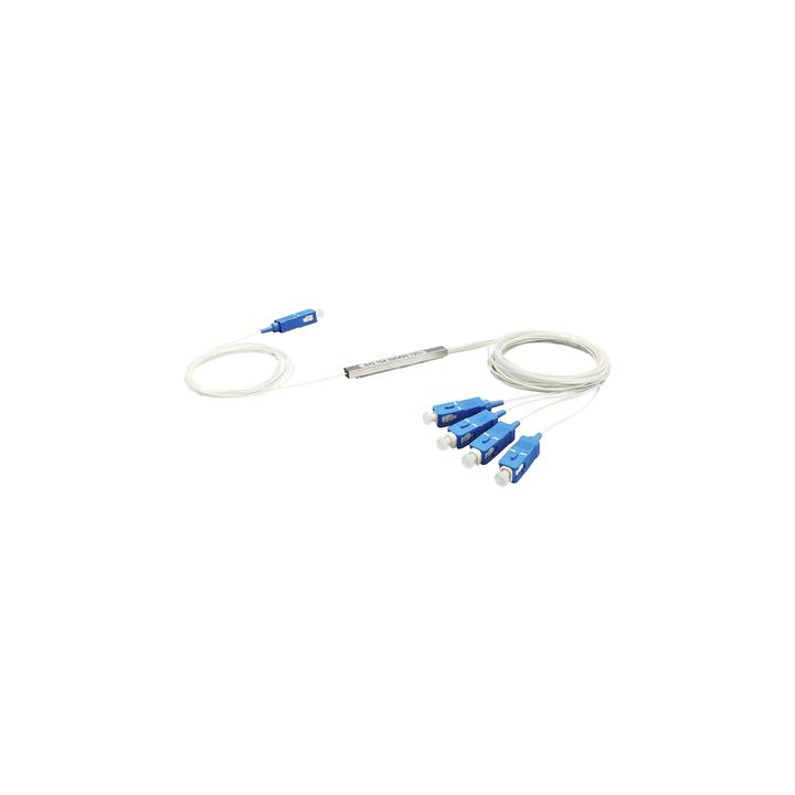 Splitter (Divisor Óptico) tipo PLC, de 1x4, conectores SC/UPC