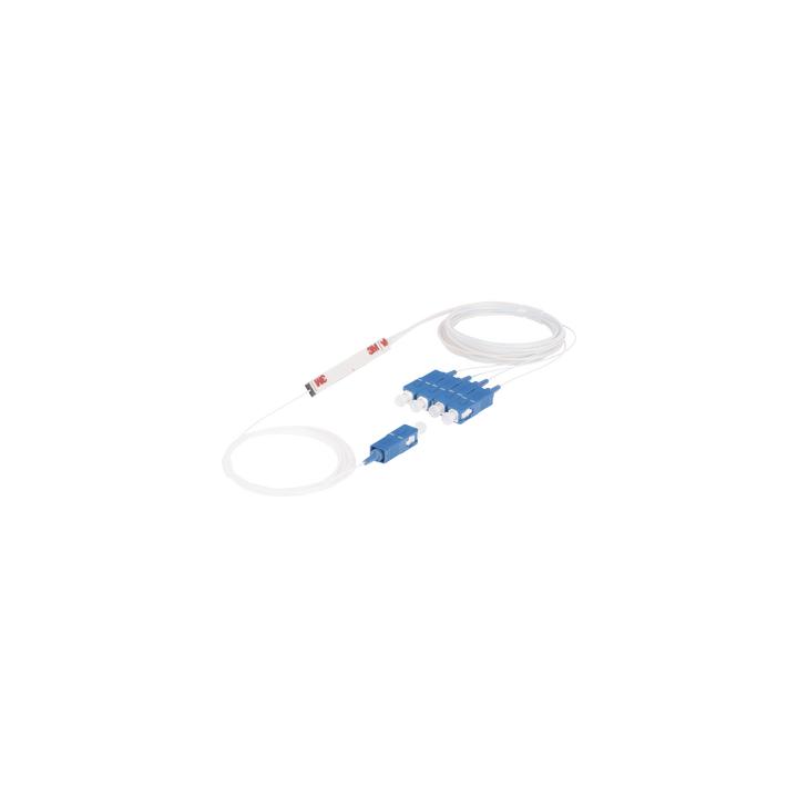 Splitter (Divisor Óptico) tipo PLC, de 1x4, conectores SC/UPC