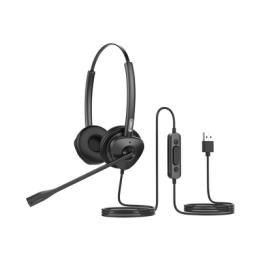 Diadema binaudal (duo) con tecnología antishock para teléfonos IP FANVIL USB con micrófono de cancelación de ruido,