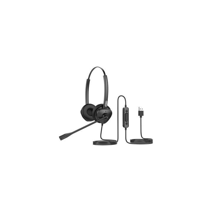 Diadema binaudal (duo) con tecnología antishock para teléfonos IP FANVIL USB con micrófono de cancelación de ruido,