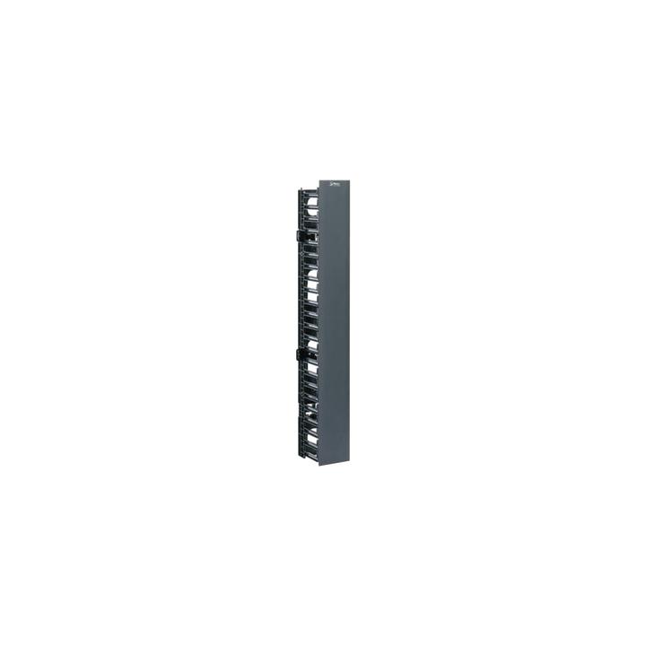 Organizador Vertical NetRunner, Sencillo (Solo Frontal), Para Rack Abierto de 45 Unidades, 4.9in de Ancho, Color Negro