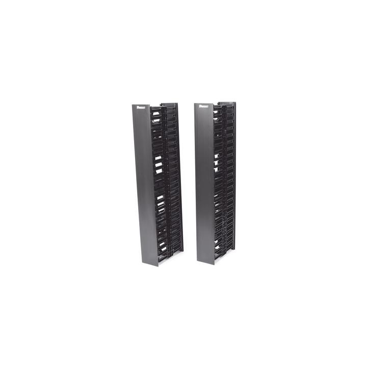 Organizador Vertical NetRunner, Sencillo (Solo Frontal), Para Rack Abierto de 45 Unidades, 4.9in de Ancho, Color Negro