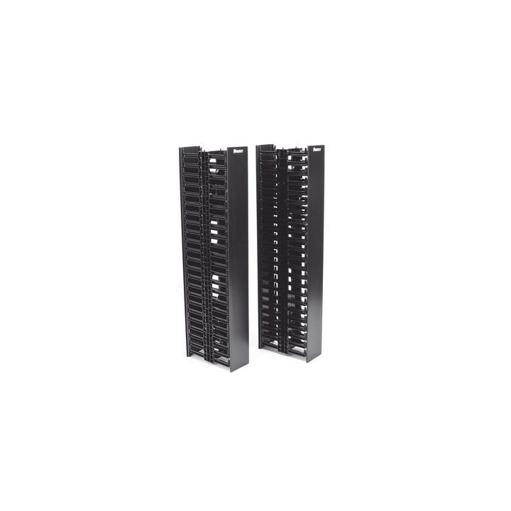 Organizador Vertical NetRunner, Sencillo (Solo Frontal), Para Rack Abierto de 45 Unidades, 4.9in de Ancho, Color Negro