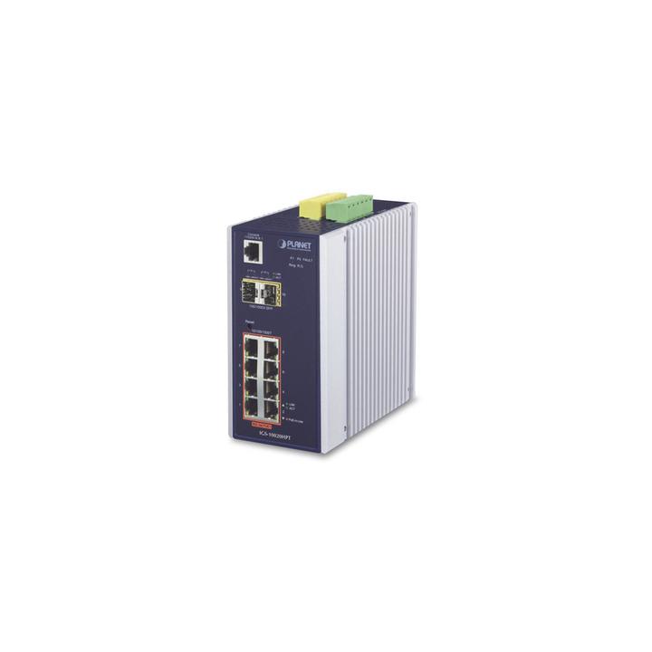 Switch Industrial Administrable Capa 2, 8 puertos PoE Gigabit 802.3af/at, 2 Puertos SFP de 1 / 2.5 Gigabit, Entrada de