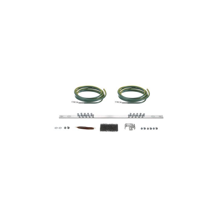 Kit de Puesta a Tierra con dos Jumpers 6 AWG y Barra de Conexiones de 20 Orificios, para Rack de 19in