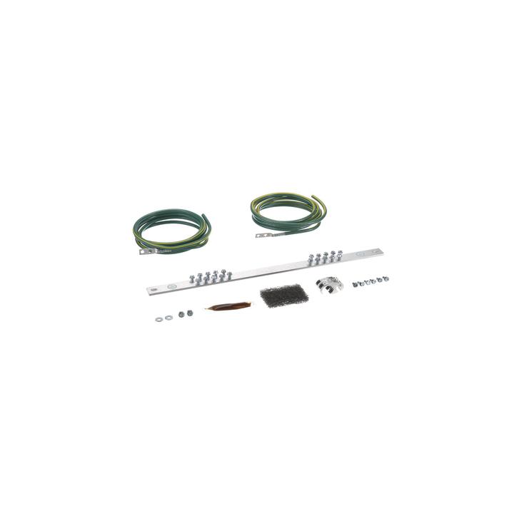 Kit de Puesta a Tierra con dos Jumpers 6 AWG y Barra de Conexiones de 20 Orificios, para Rack de 19in