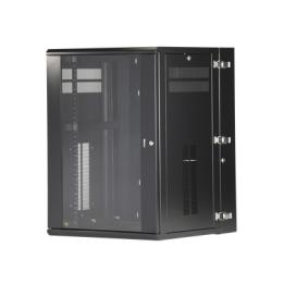 Gabinete PanZone de Montaje en Pared, de 19in, Puerta con Ventana de Seguridad, 18 UR, 635mm de Profundidad, Color Negro